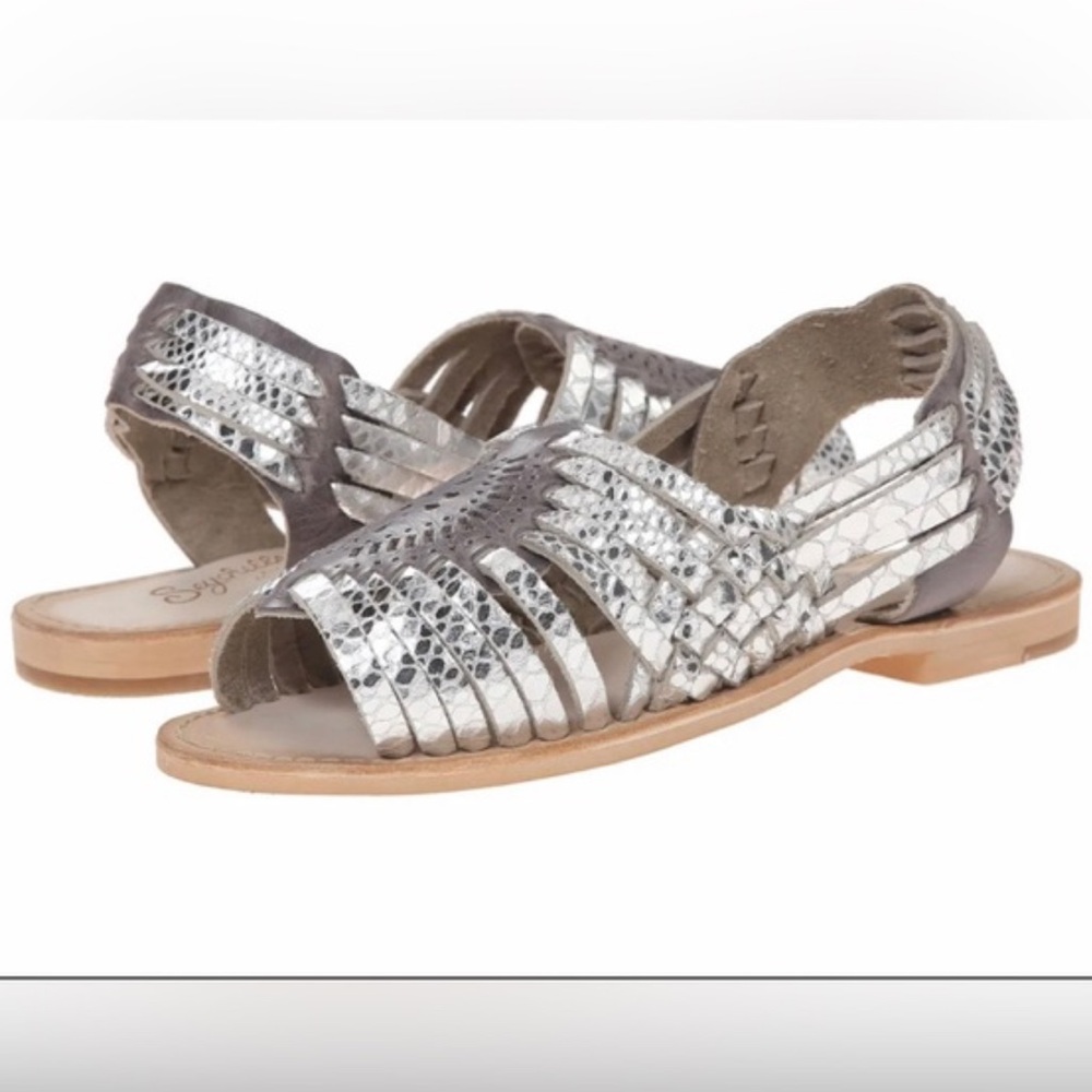 Seychelles‎ Metallic Silver Leather Sandals Size 8